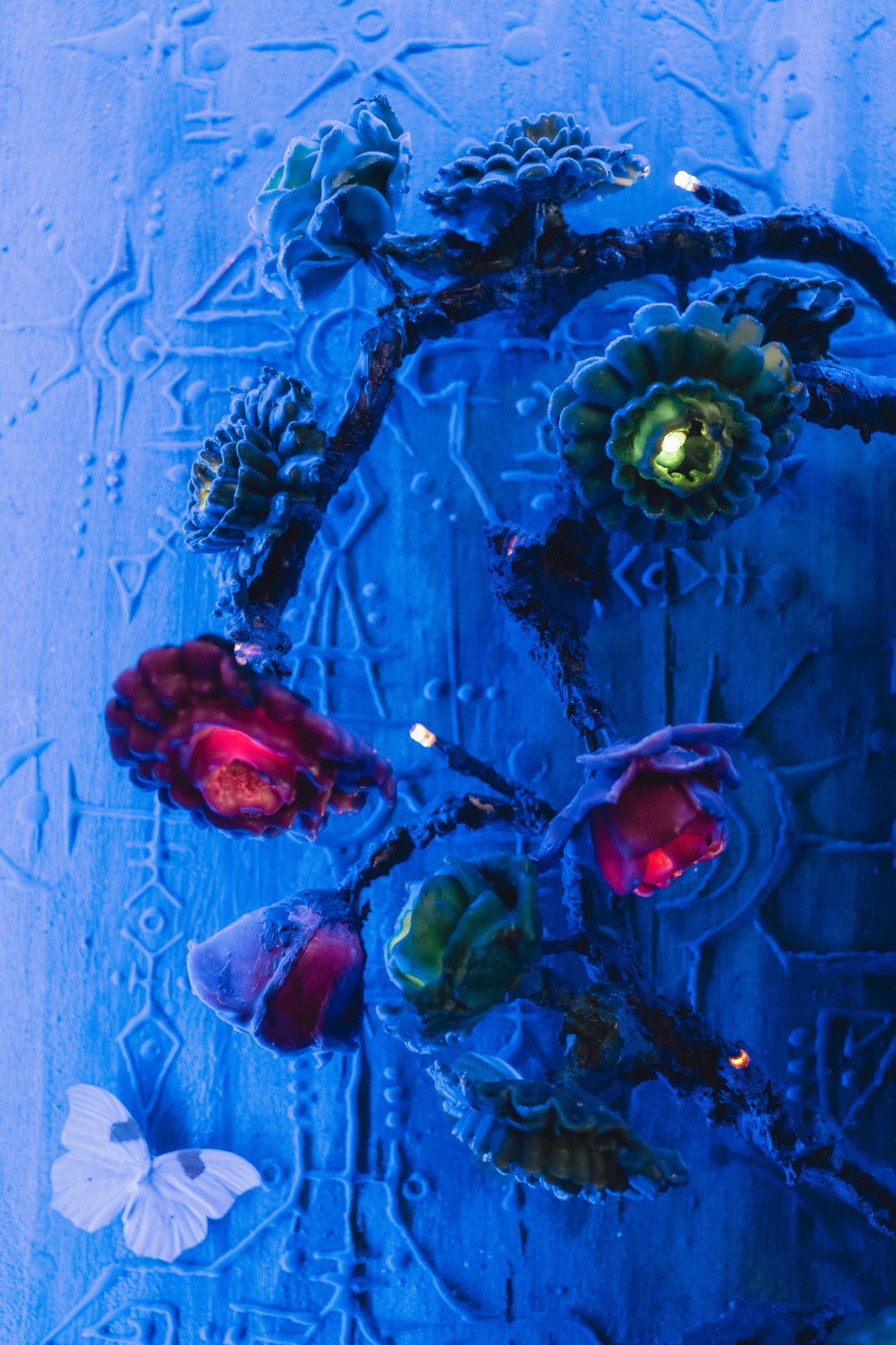 Árbol bathed in blue light