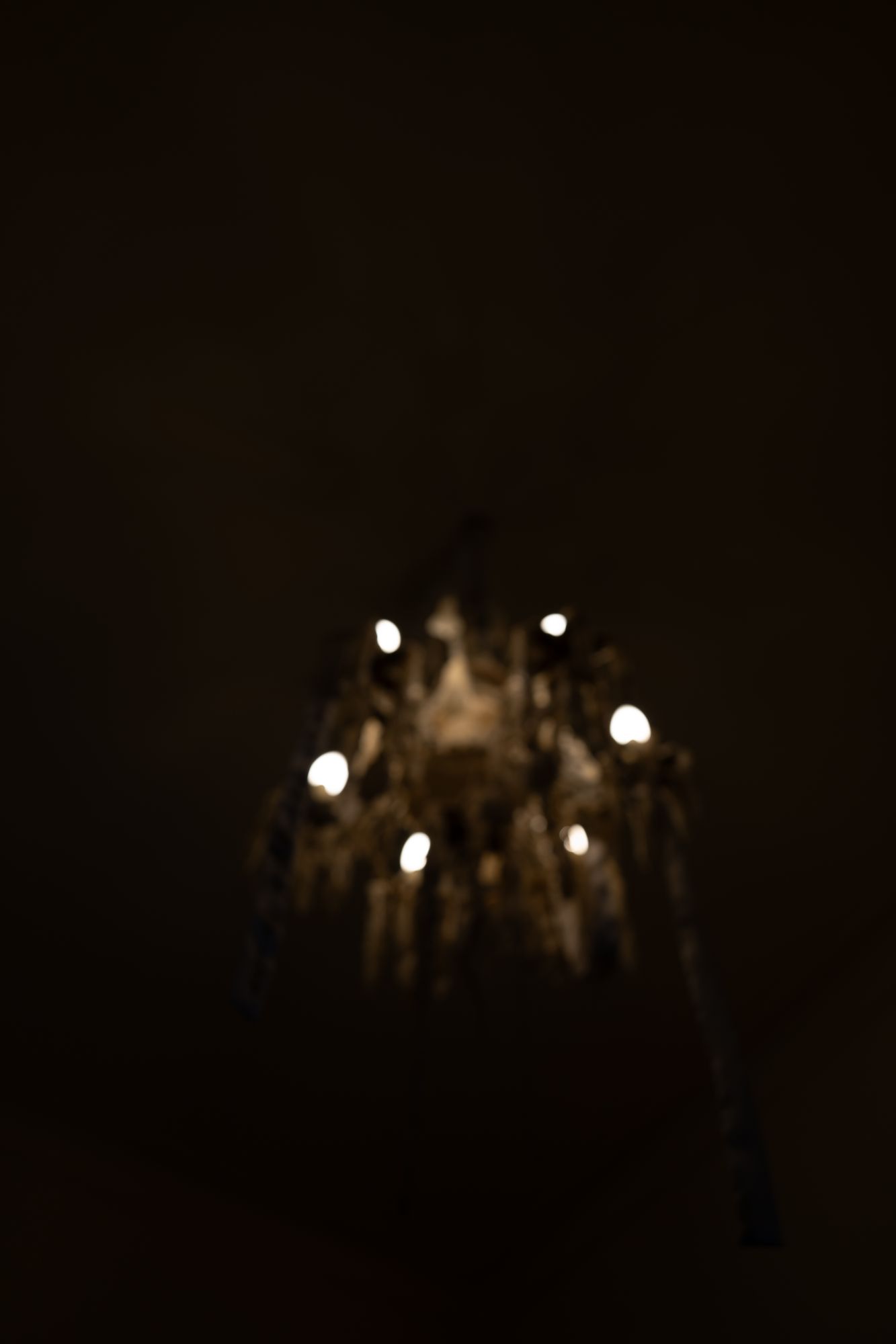 Candelabro in darkness, points of flame